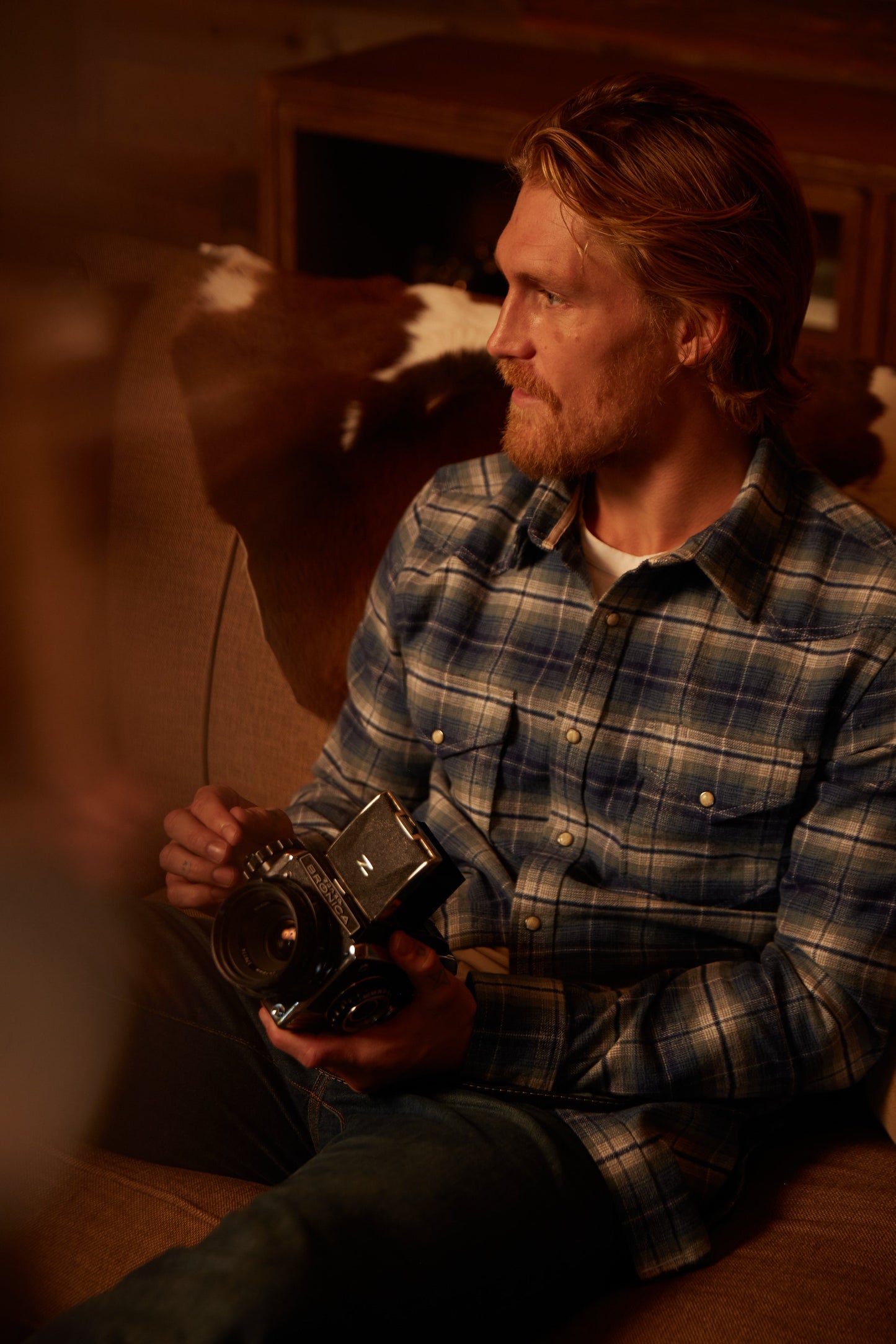 Winter Flannel - Western Shirt - Storm Blue
