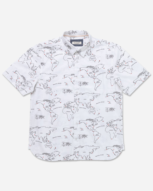 Poplin - Short Sleeve Tailored - Map Print