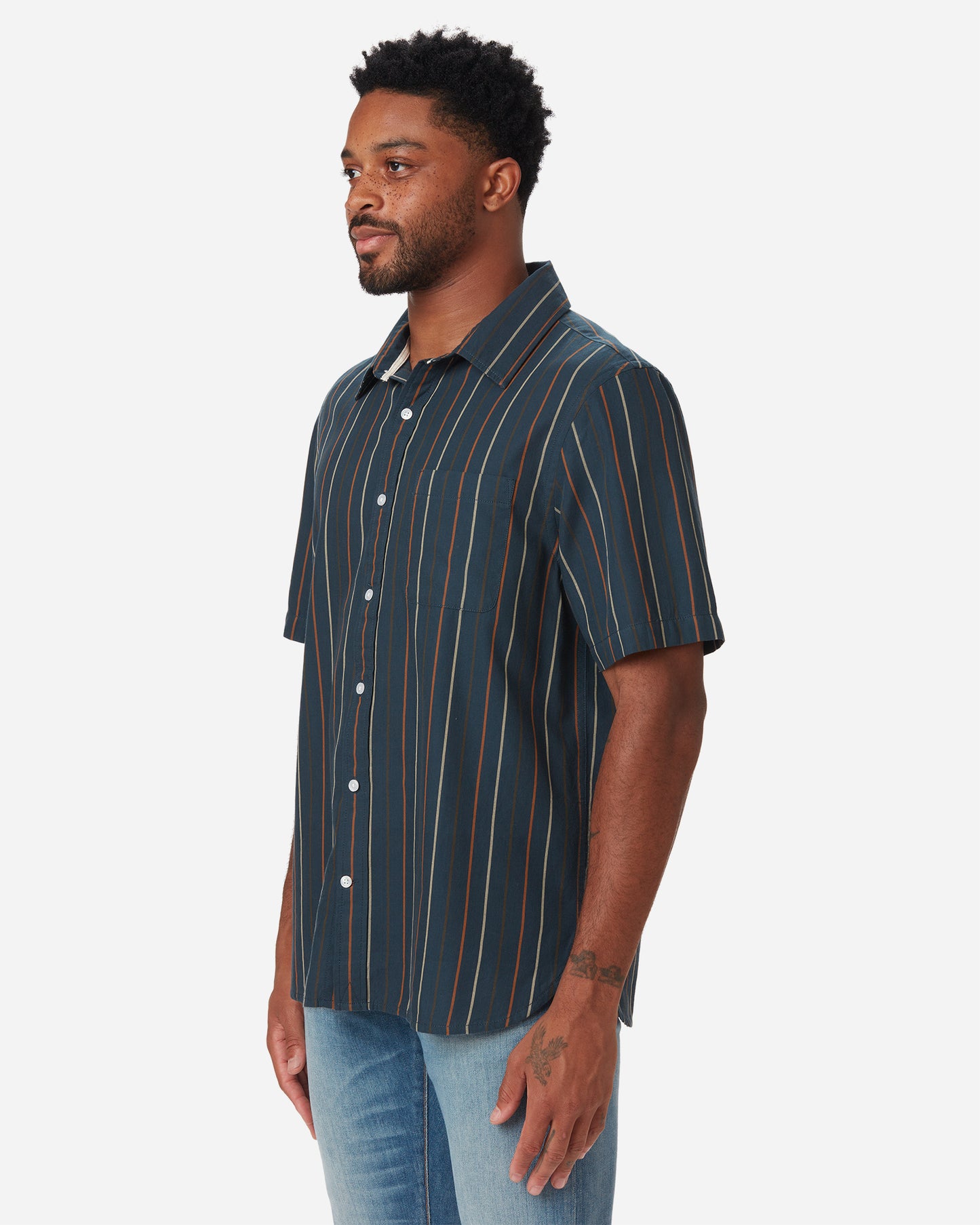 Light Weight- Tailored Shirt- River Stripe
