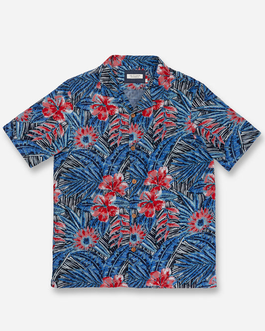 Double Gauze- Camp Shirt- Ocean Flower
