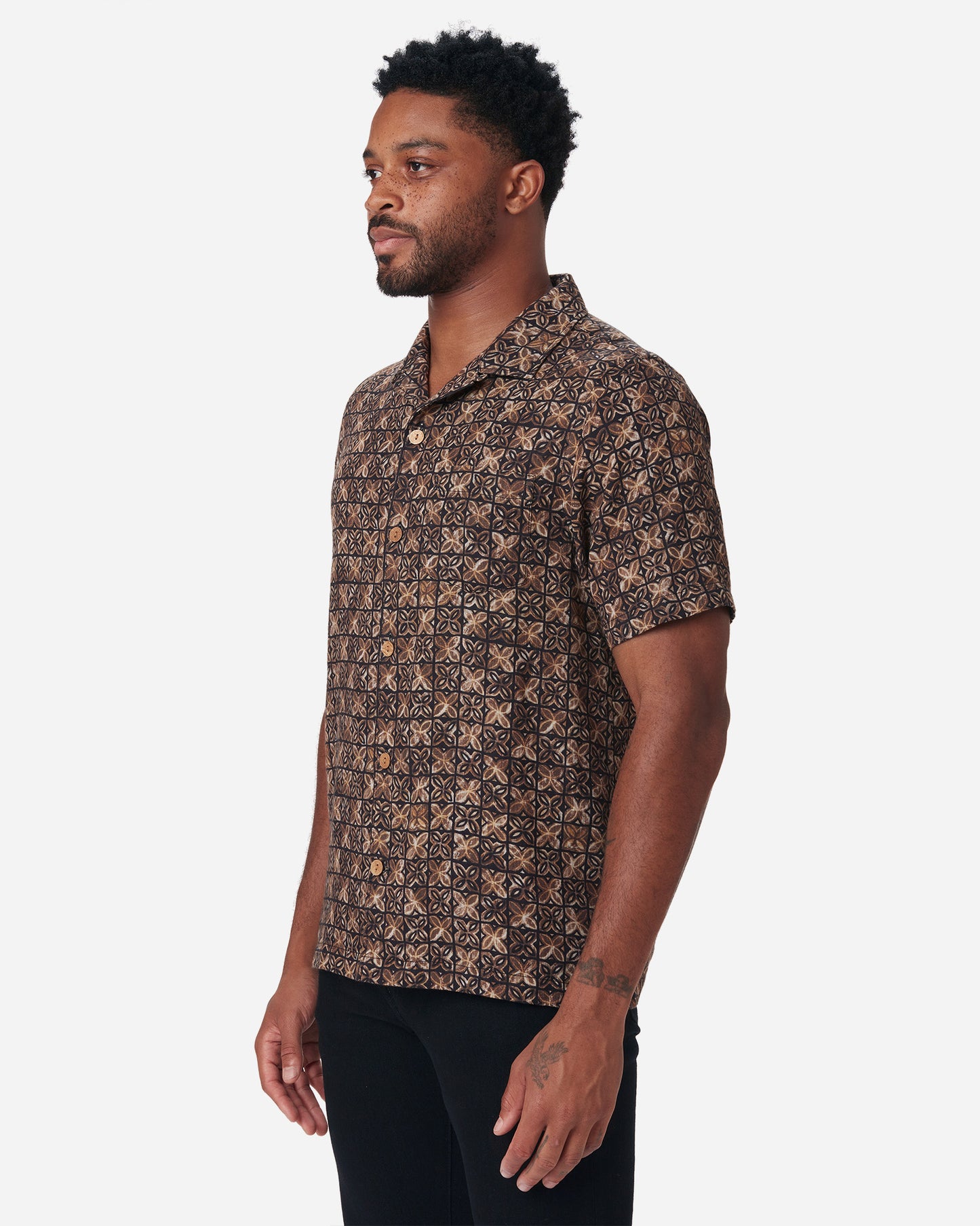 Double Gauze- Camp Shirt- Vintage Tile