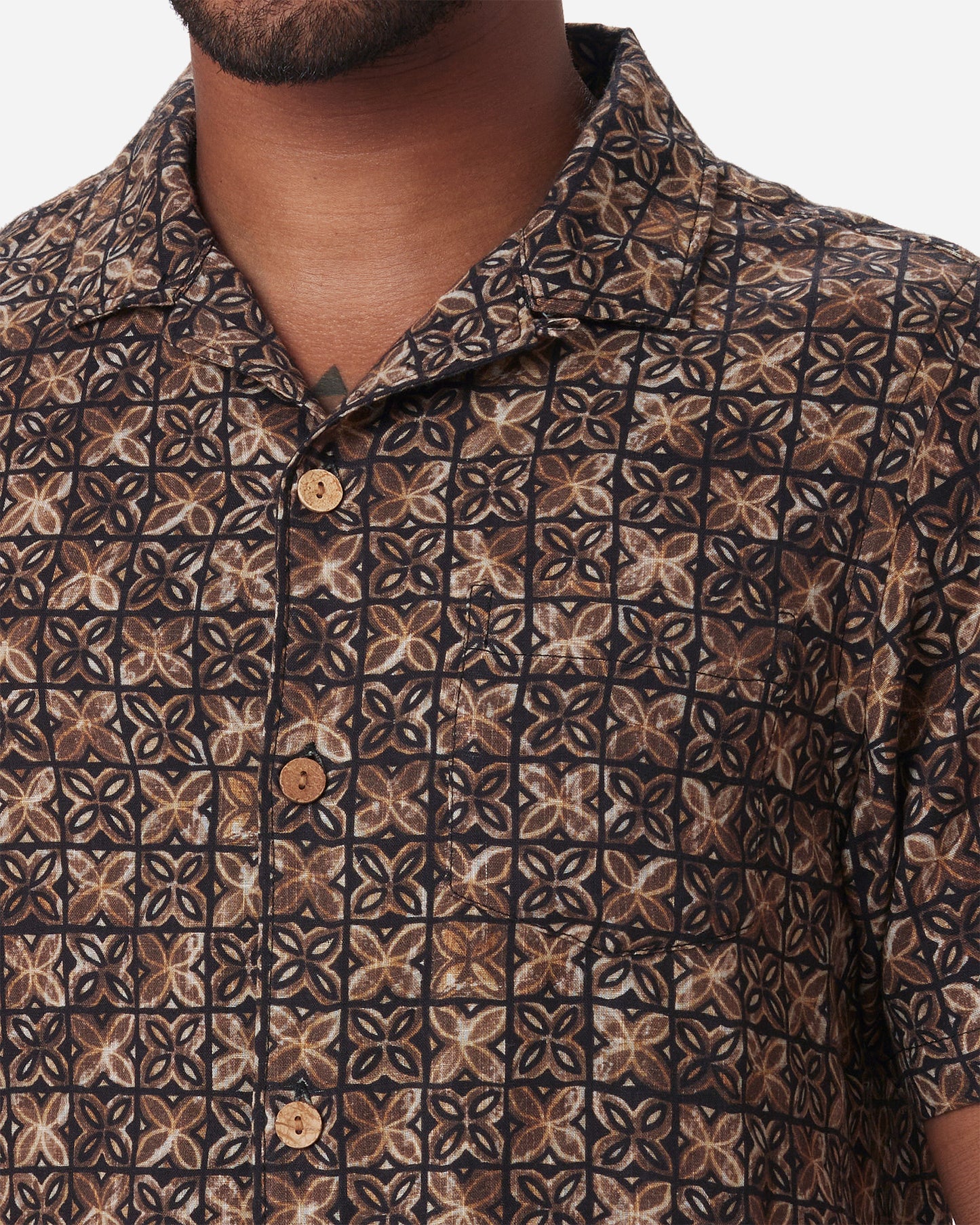 Double Gauze- Camp Shirt- Vintage Tile