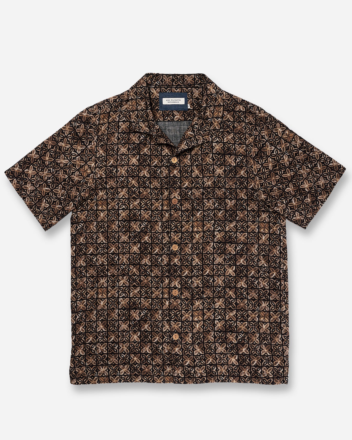 Double Gauze- Camp Shirt- Vintage Tile